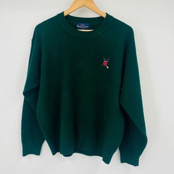 VINTAGE Polo Ralph Lauren Shield Logo Crest Cashmere Sweater Green Mens Large - Picture 1 of 6